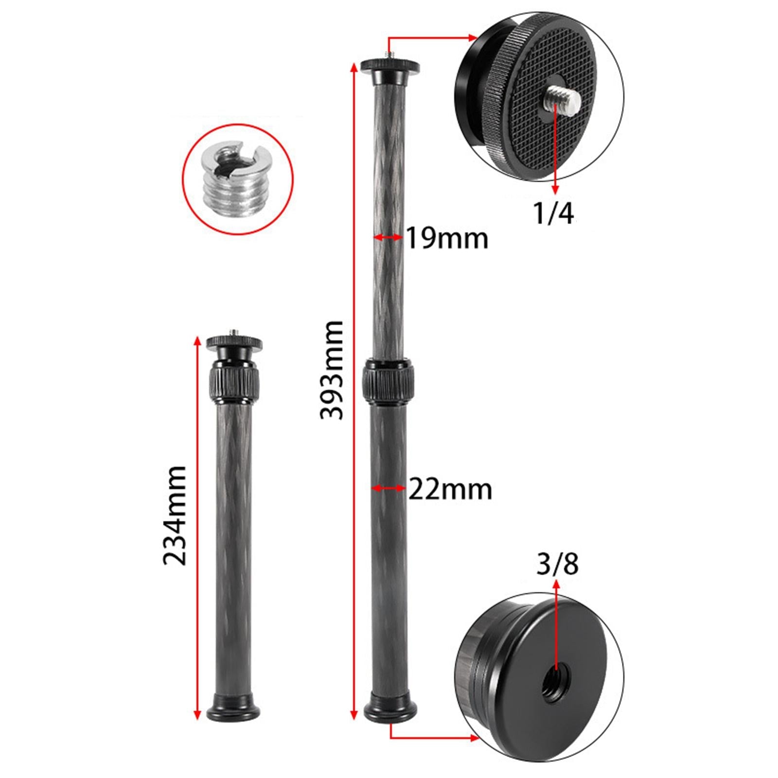 Tripod Extension Pole Carbon Fiber Tripod Extender Rod Telescopic for Tripod Diameter 22mm 19mm