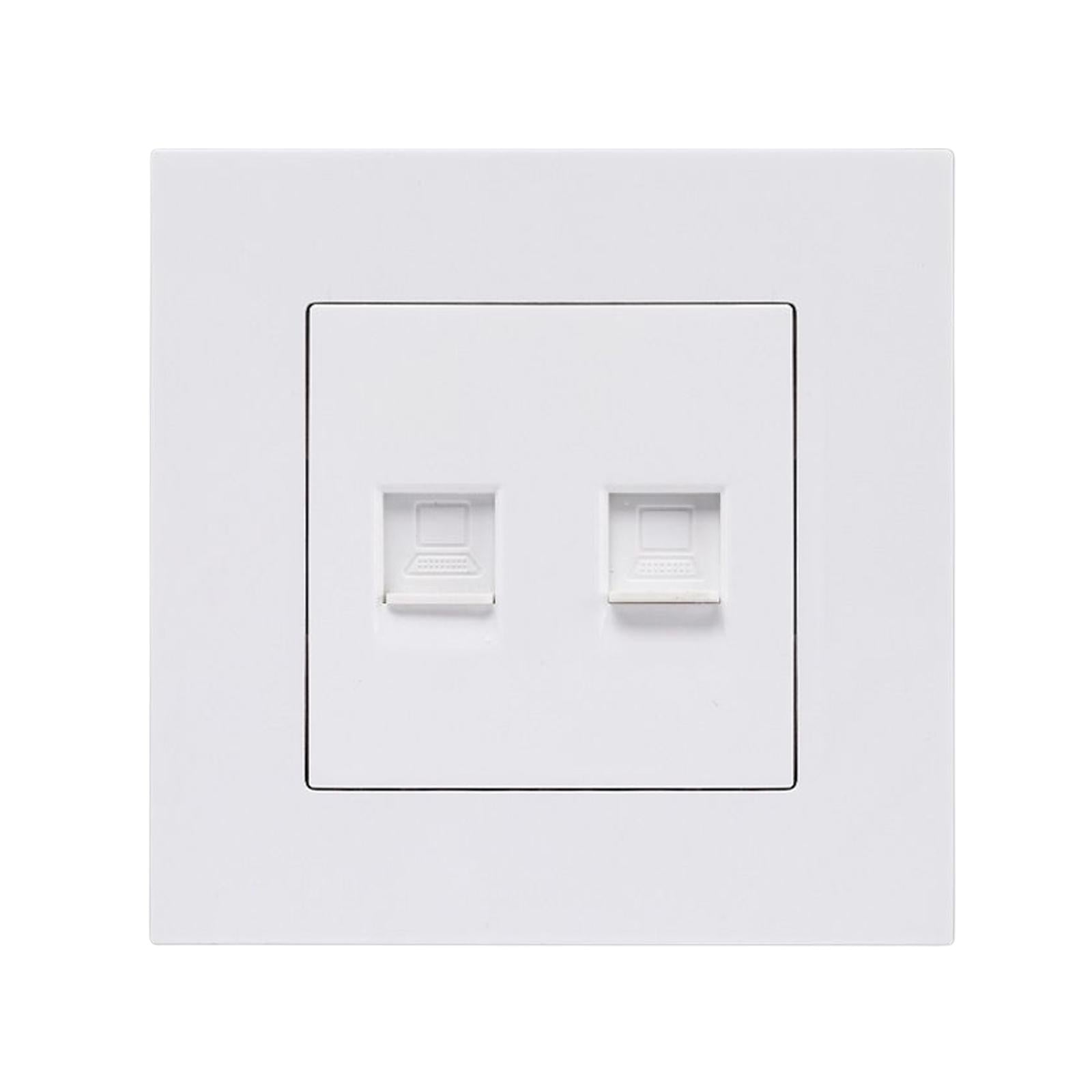 Dual Ethernet Wall Plate Network Cable Socket 86Mmx86mm 10A Rated Current