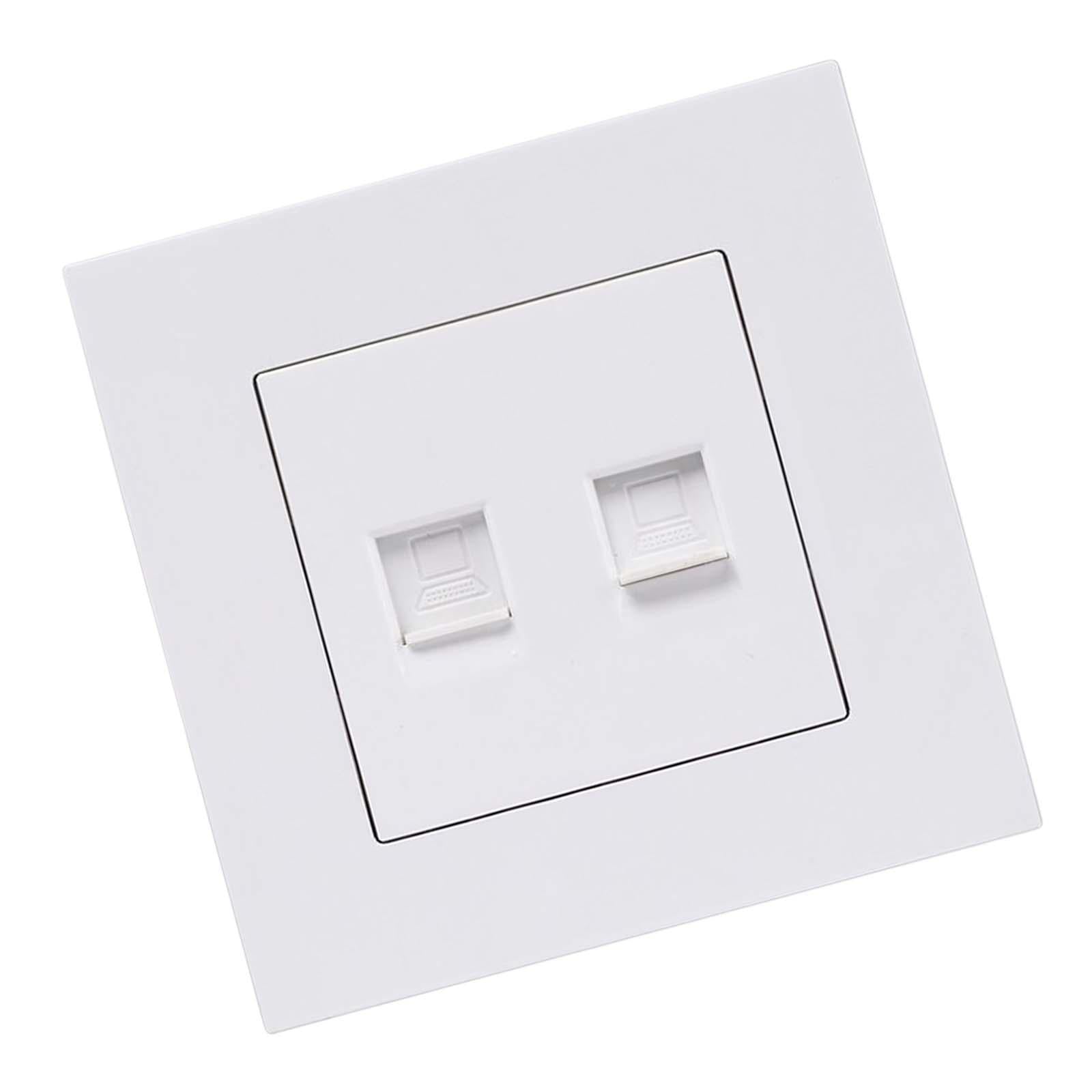 Dual Ethernet Wall Plate Network Cable Socket 86Mmx86mm 10A Rated Current