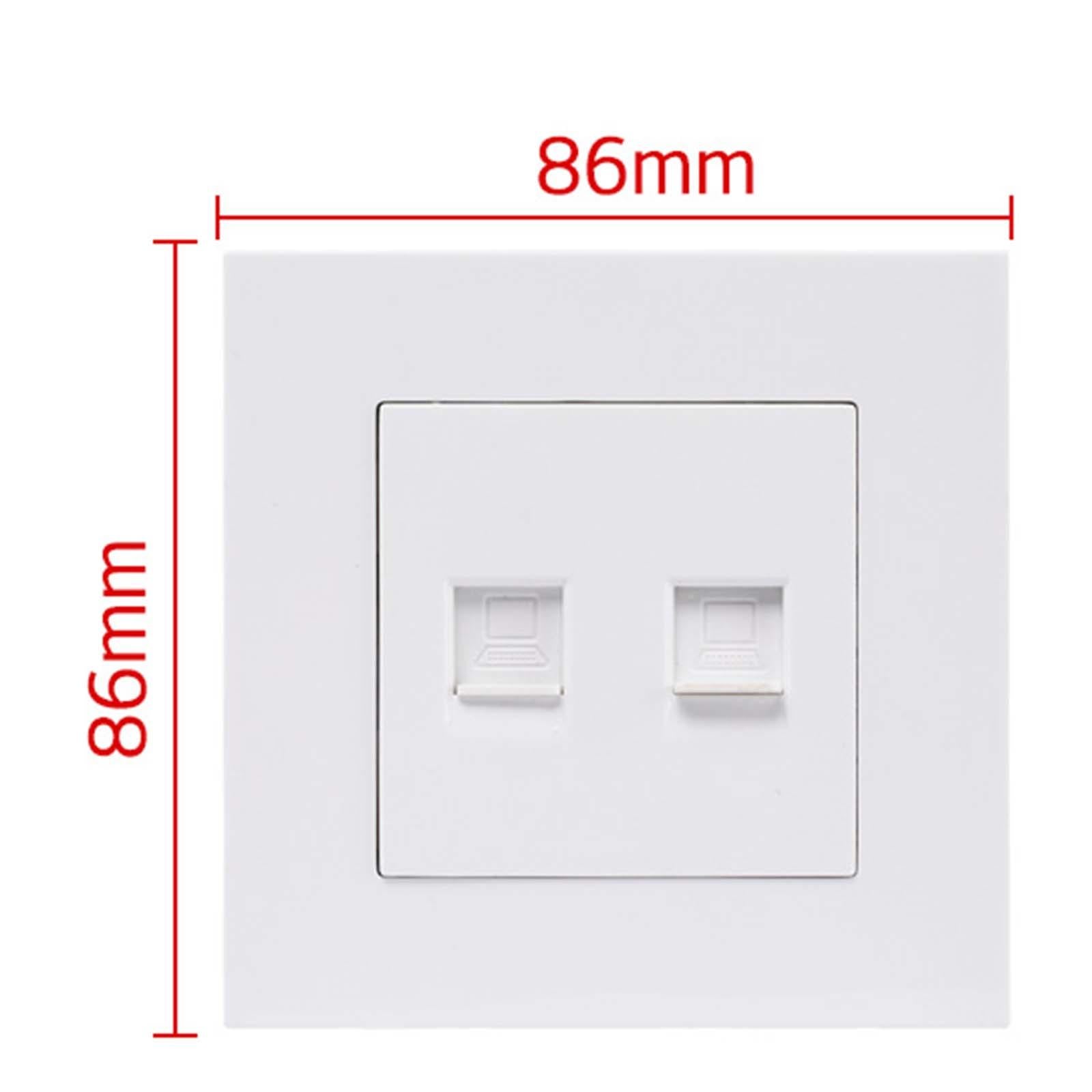 Dual Ethernet Wall Plate Network Cable Socket 86Mmx86mm 10A Rated Current