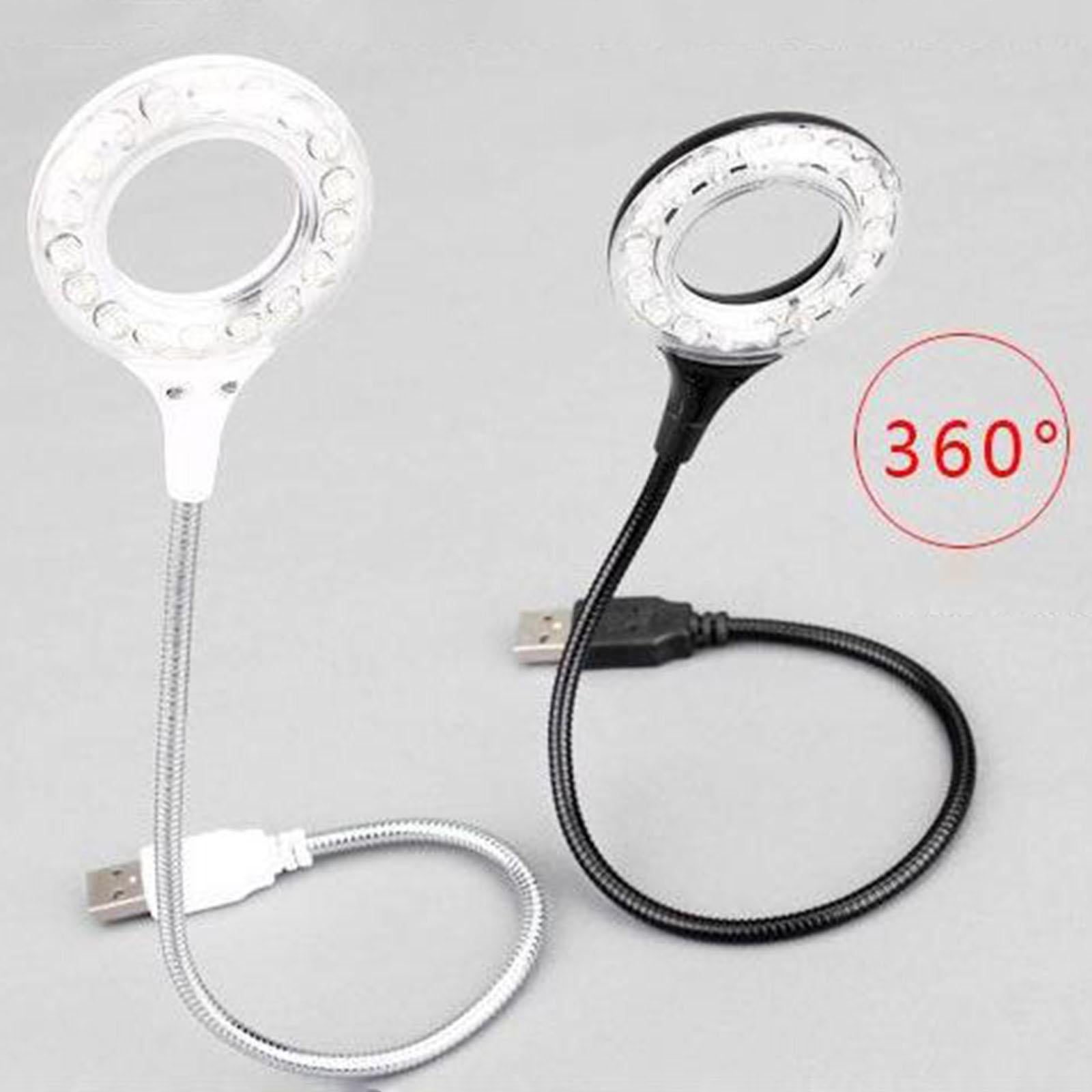 LED USB Circular Light Flexible Gooseneck Reading Lamp, Adjustable Angle Black