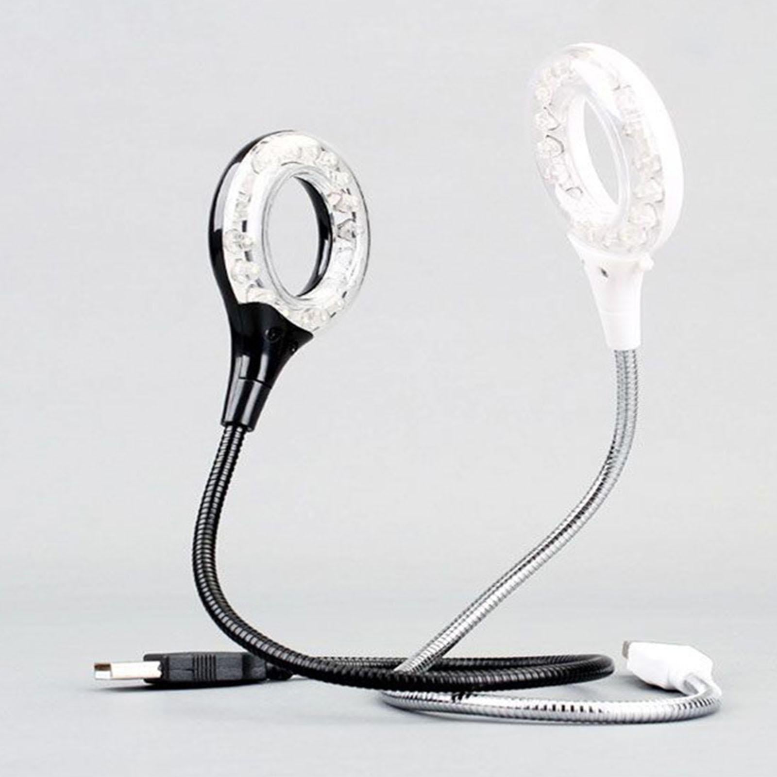 LED USB Circular Light Flexible Gooseneck Reading Lamp, Adjustable Angle Black