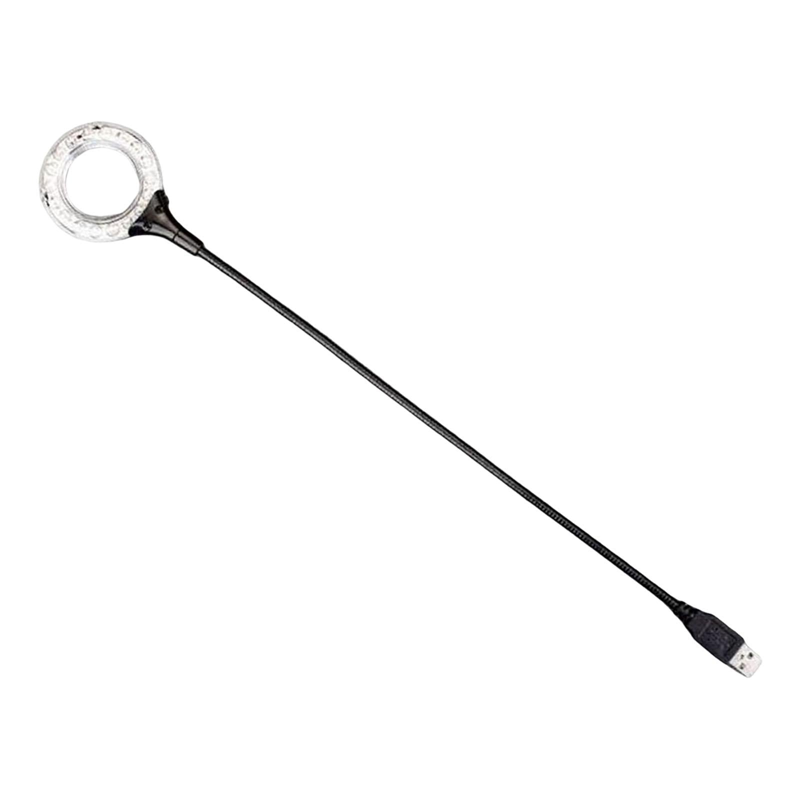 LED USB Circular Light Flexible Gooseneck Reading Lamp, Adjustable Angle Black