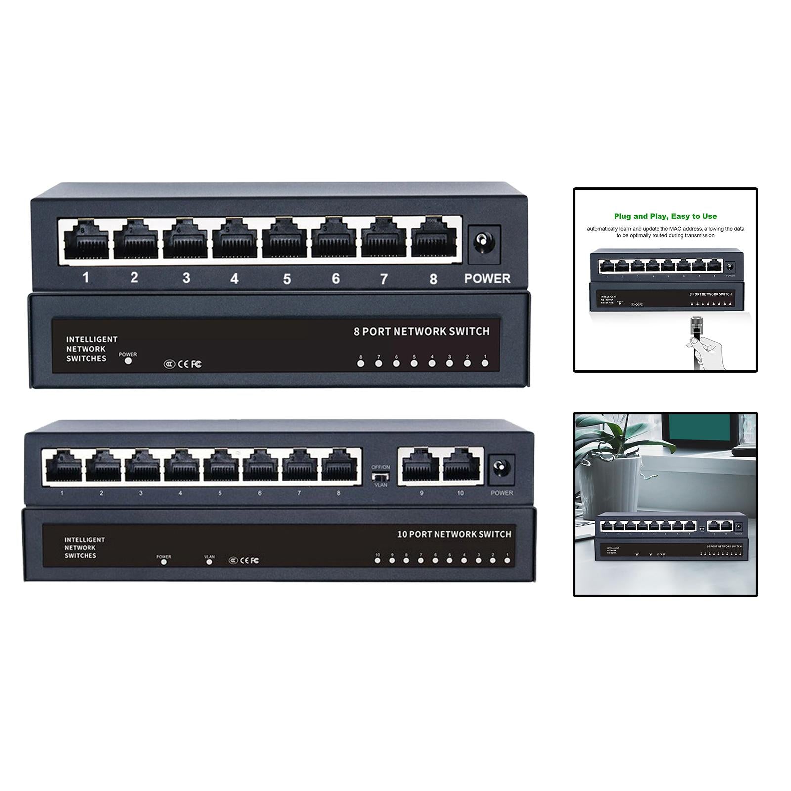 8 Port Gigabit Ethernet Switch Home Network Hub 1000Mbps for Home Dormitory