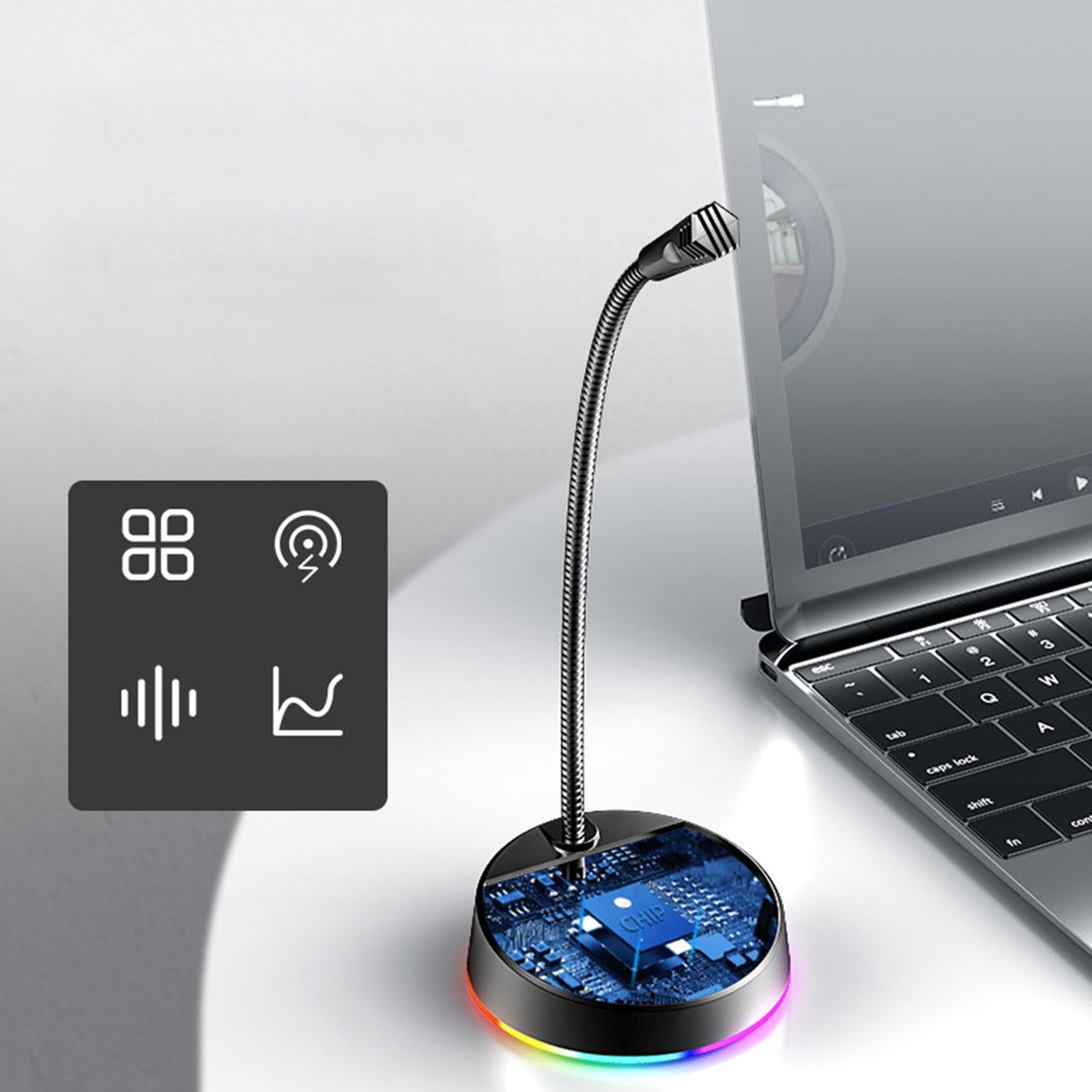 USB Computer Microphone 360 Gooseneck Design for Meetings Desktop PC Youtube Without light