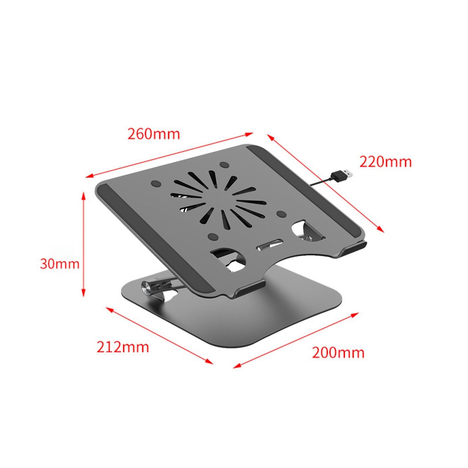 Laptop Stand with Cooling Fan Universal Aluminium Alloy Ergonomic for Home Gray
