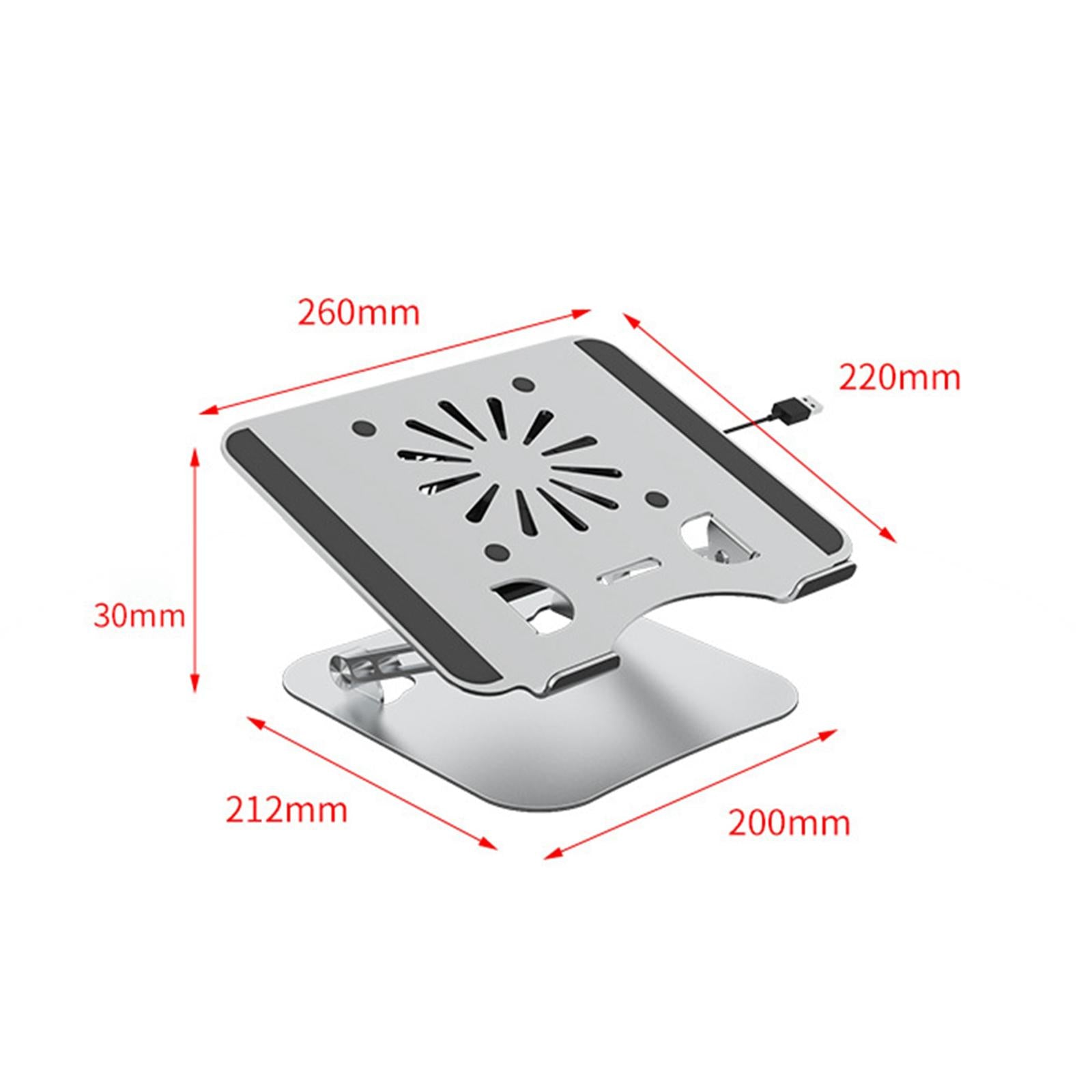 Laptop Stand with Cooling Fan Universal Aluminium Alloy Ergonomic for Home Argent