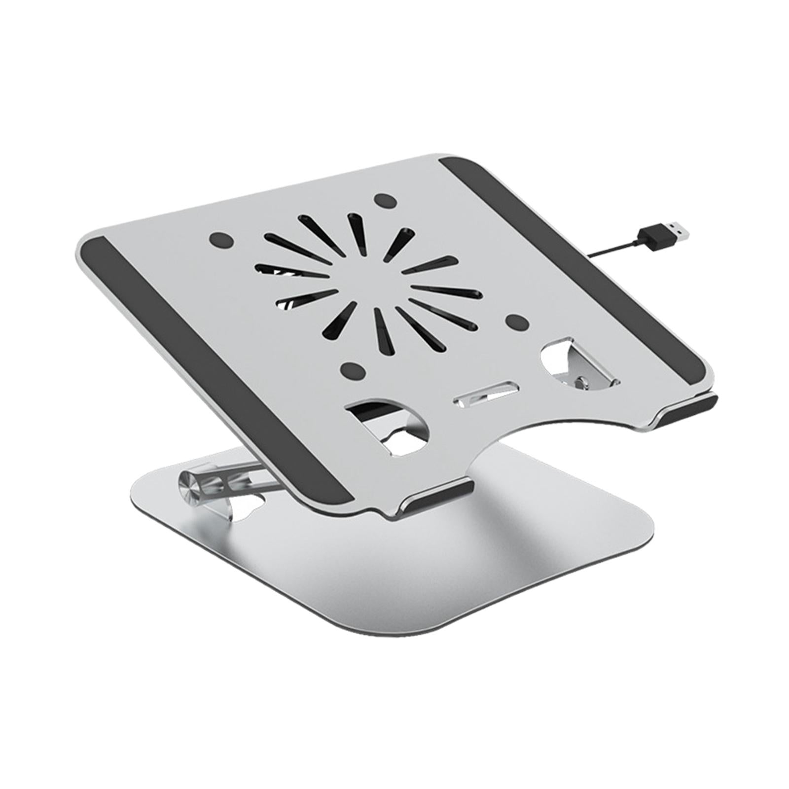 Laptop Stand with Cooling Fan Universal Aluminium Alloy Ergonomic for Home Argent