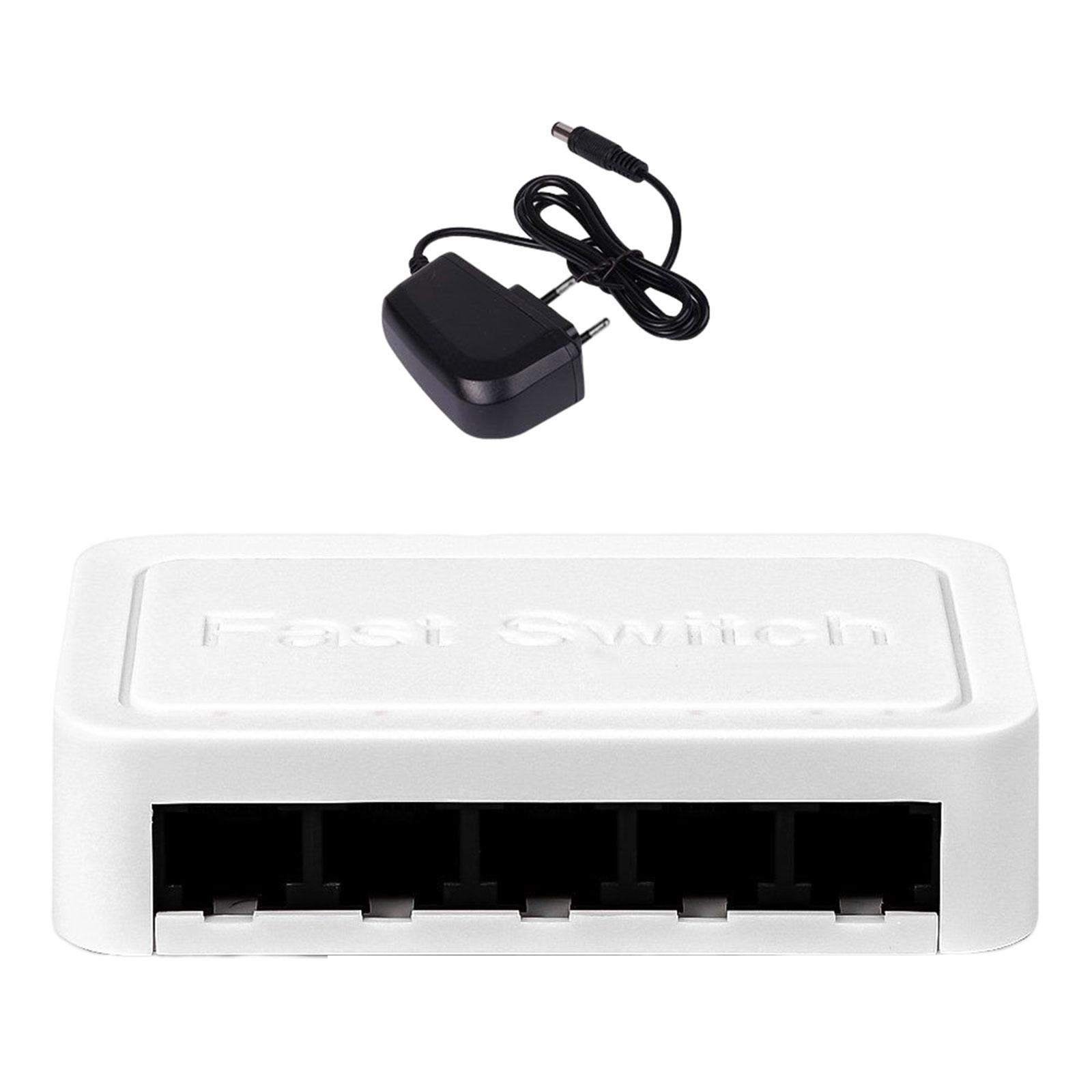 5 Port Gigabit Ethernet Fittings Switcher for Video Machine Home Office White