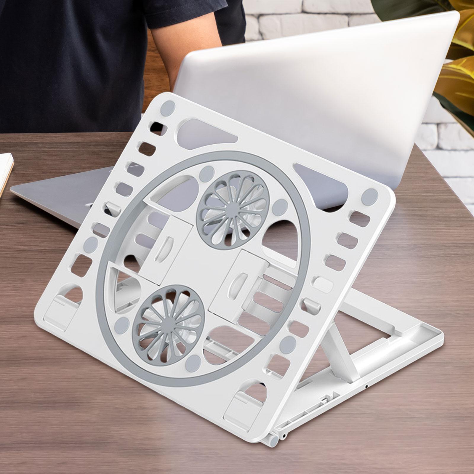 Laptop Cooling Pad Foldable Multi Angle Ergonomic Laptop Riser for Desk Home White