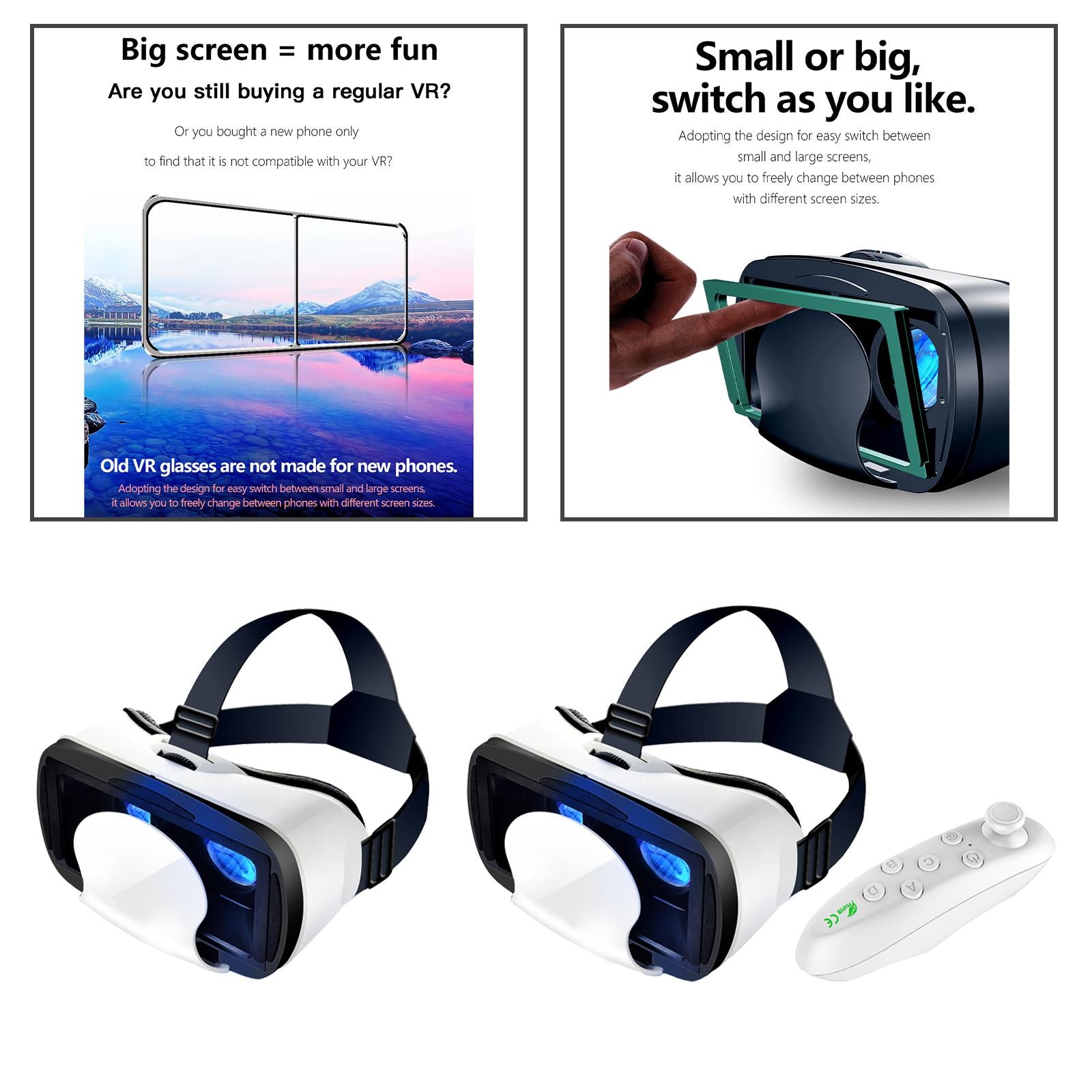 VR Headset Adjustable Blue Light protected Universal for Mobile Games no Controller