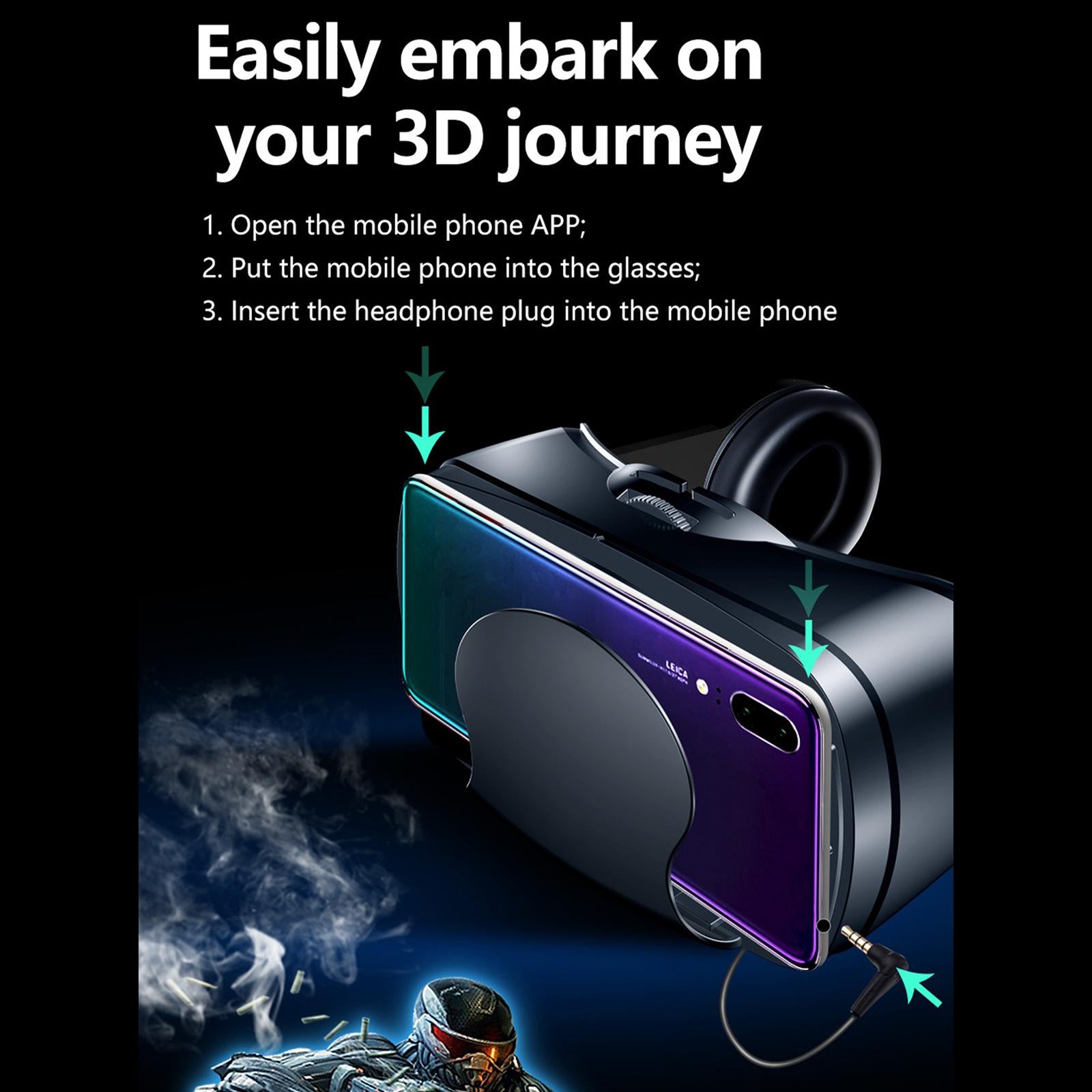 VR Headset Adjustable Blue Light protected Universal for Mobile Games no Controller