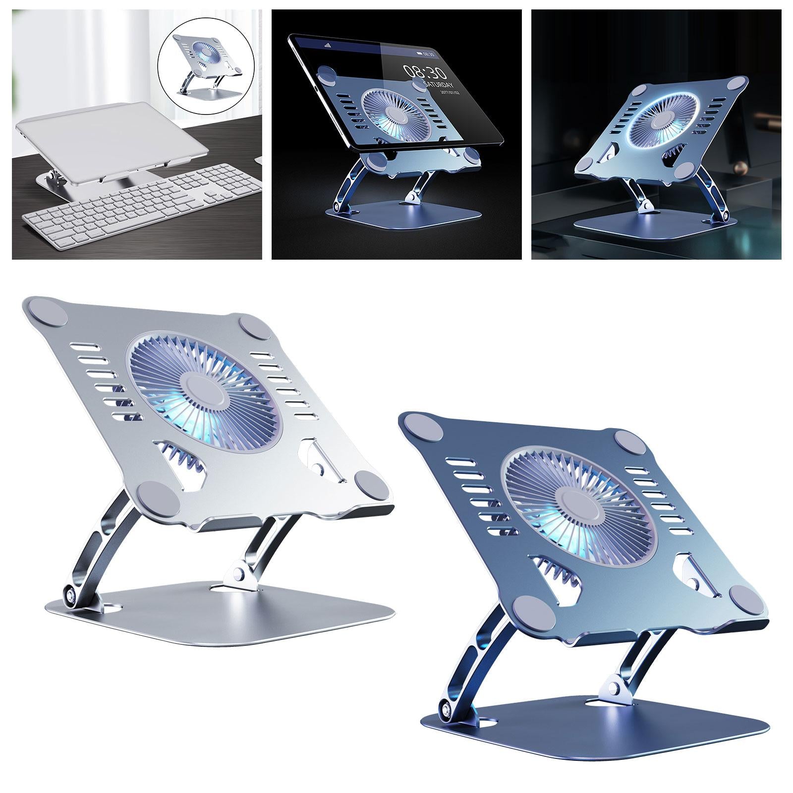 Laptop Holder with Cooling Fan Quiet Fan Adjustable for Notebook Desk Office Silver