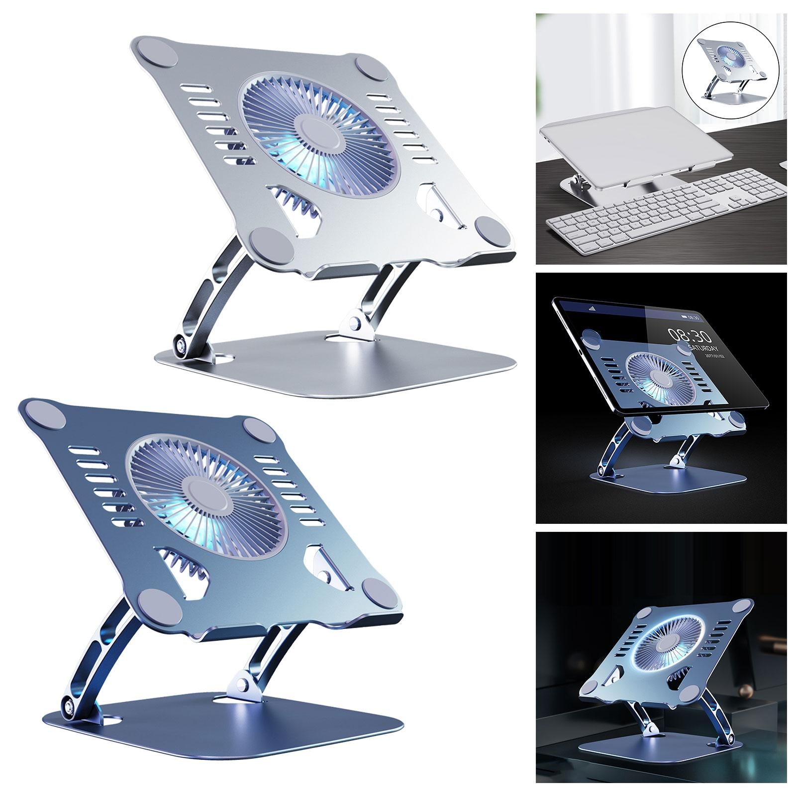 Laptop Holder with Cooling Fan Quiet Fan Adjustable for Notebook Desk Office Silver