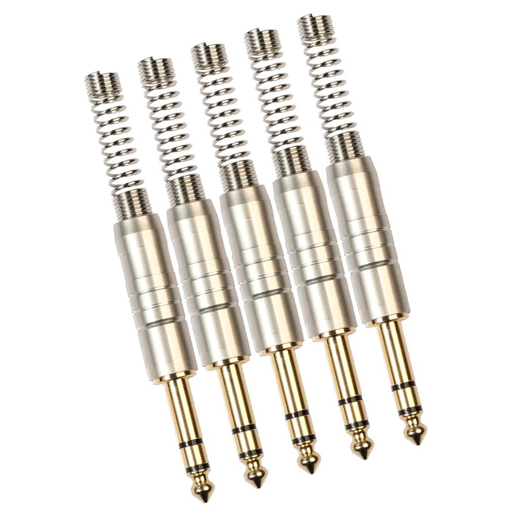 5 Pieces 6.35mm Stereo Audio Jack Plugs for Headphone Microphone Amplifier