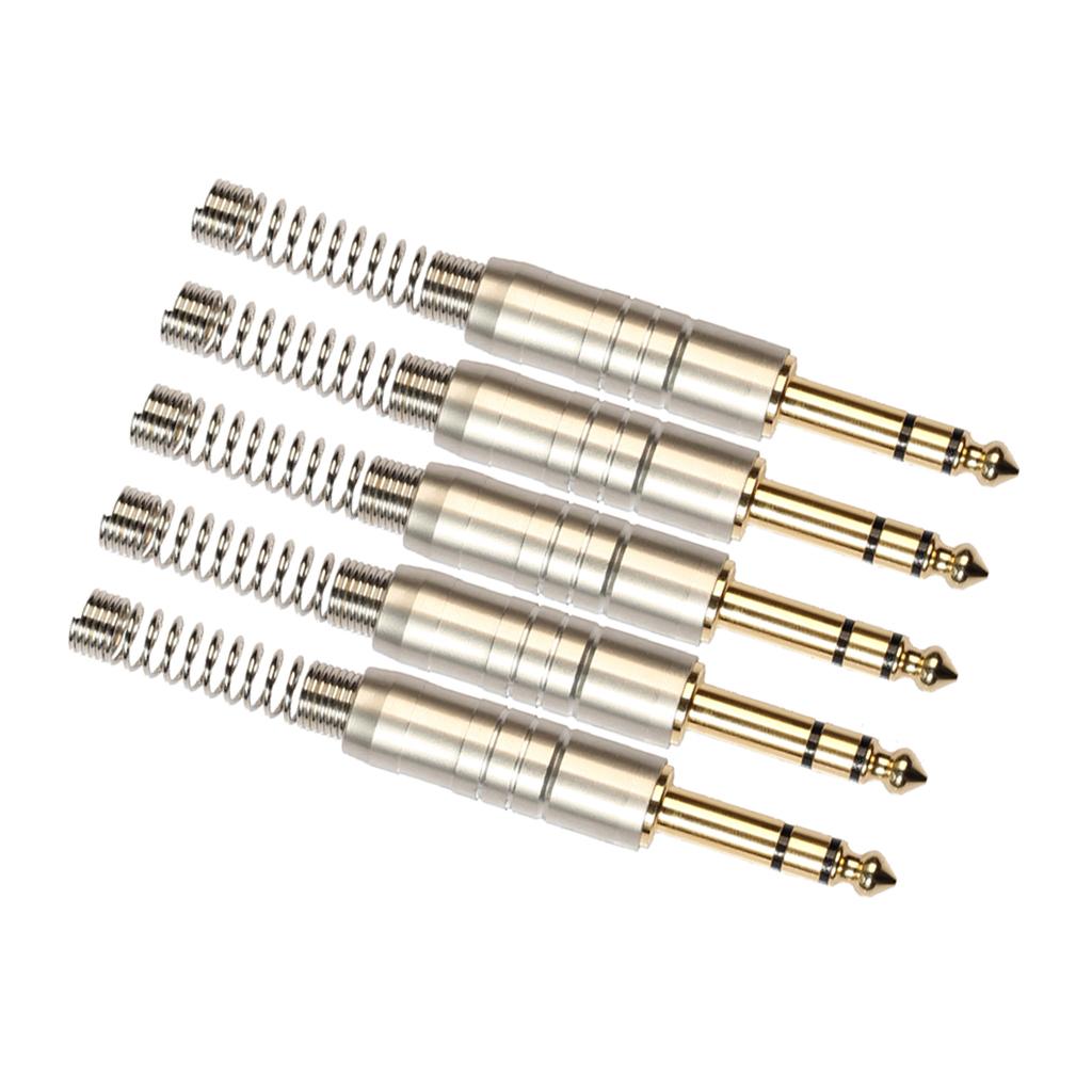 5 Pieces 6.35mm Stereo Audio Jack Plugs for Headphone Microphone Amplifier