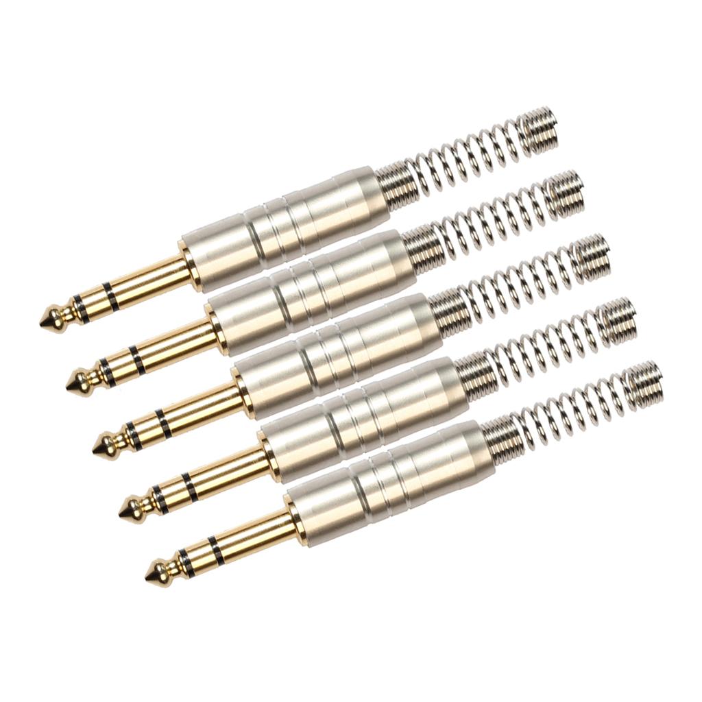 5 Pieces 6.35mm Stereo Audio Jack Plugs for Headphone Microphone Amplifier