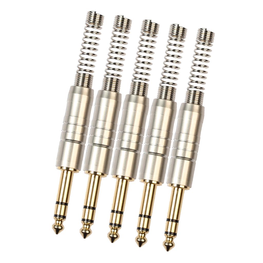 5 Pieces 6.35mm Stereo Audio Jack Plugs for Headphone Microphone Amplifier