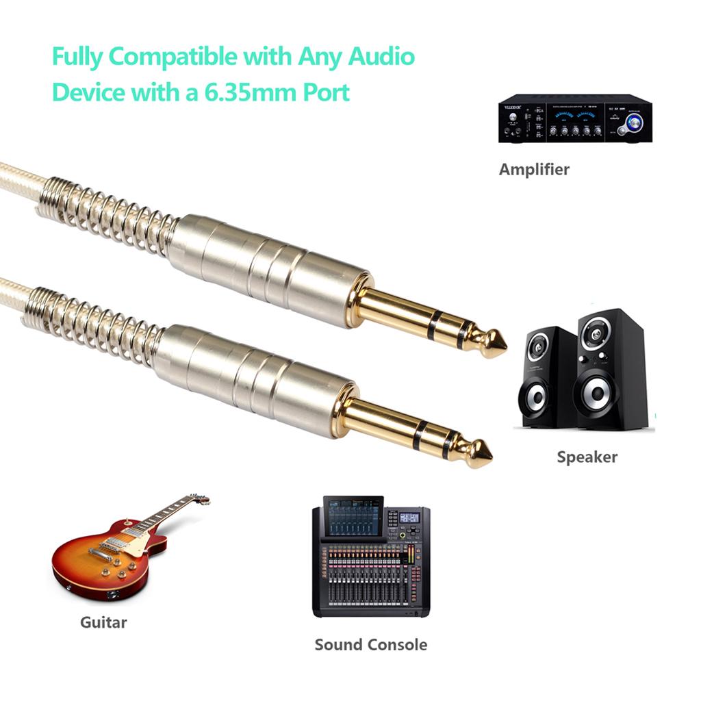 6.35mm Electric Guitar Male to Male Stereo Audio Cable with Metal Housing