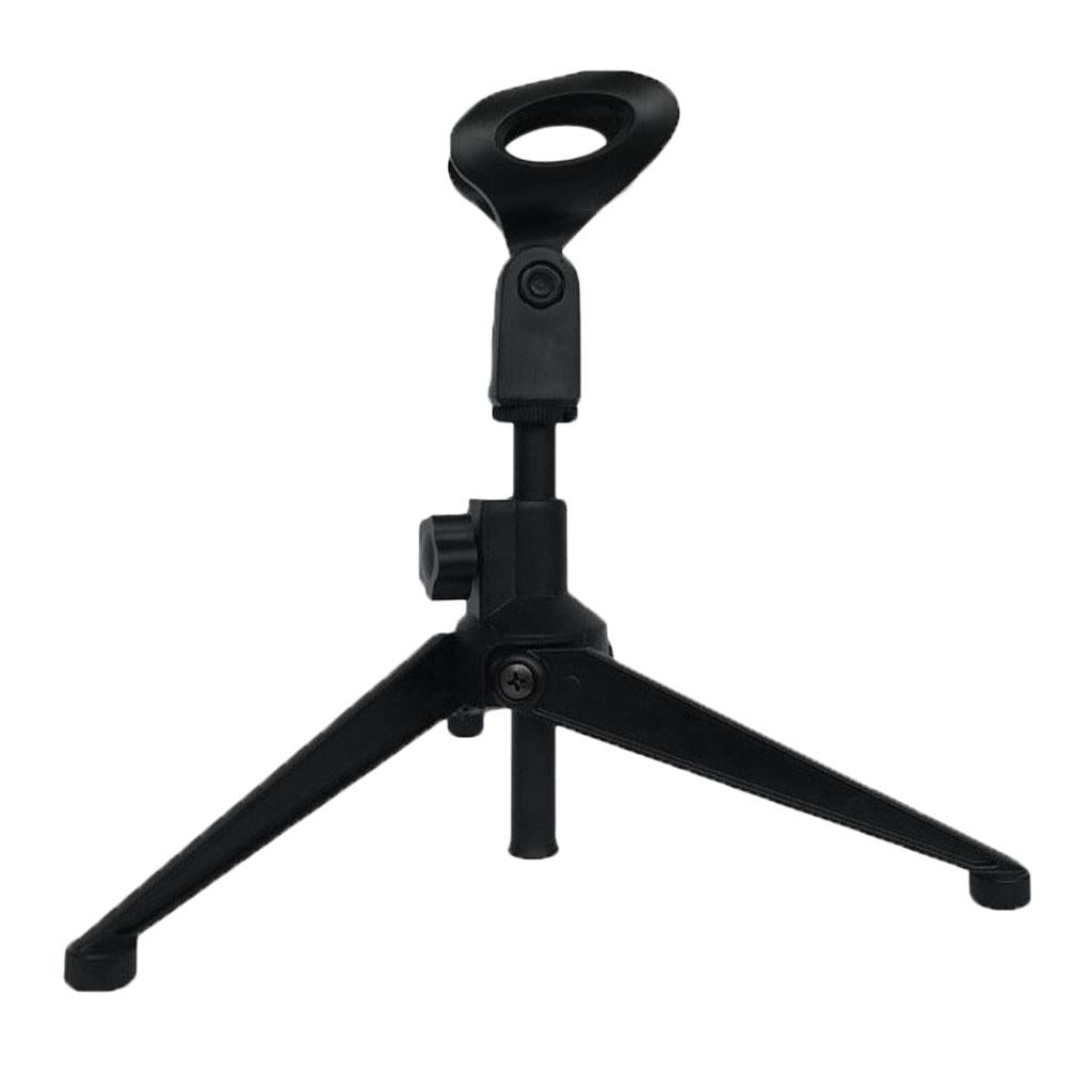 Microphone Stand Short Tripod Microphone Stand Spring Loaded Mic Clip Black