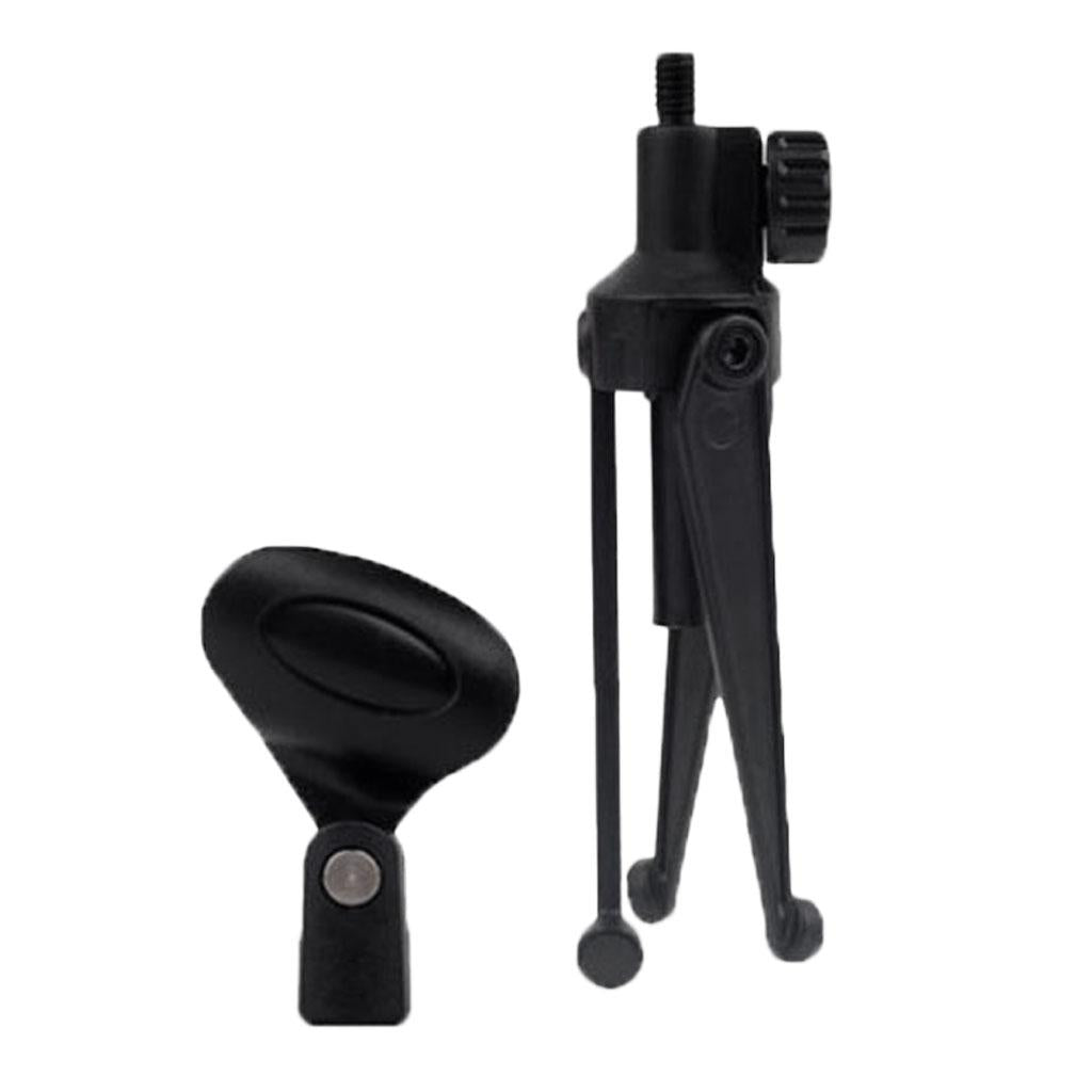 Microphone Stand Short Tripod Microphone Stand Spring Loaded Mic Clip Black