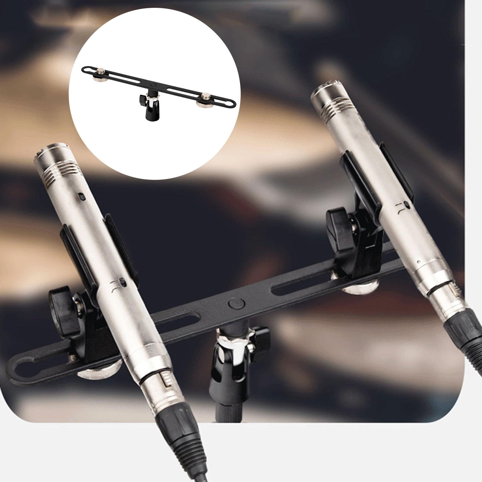 Adjustable Stereo Microphone Bar with 5/8inch Screws for Holding 2 Mics