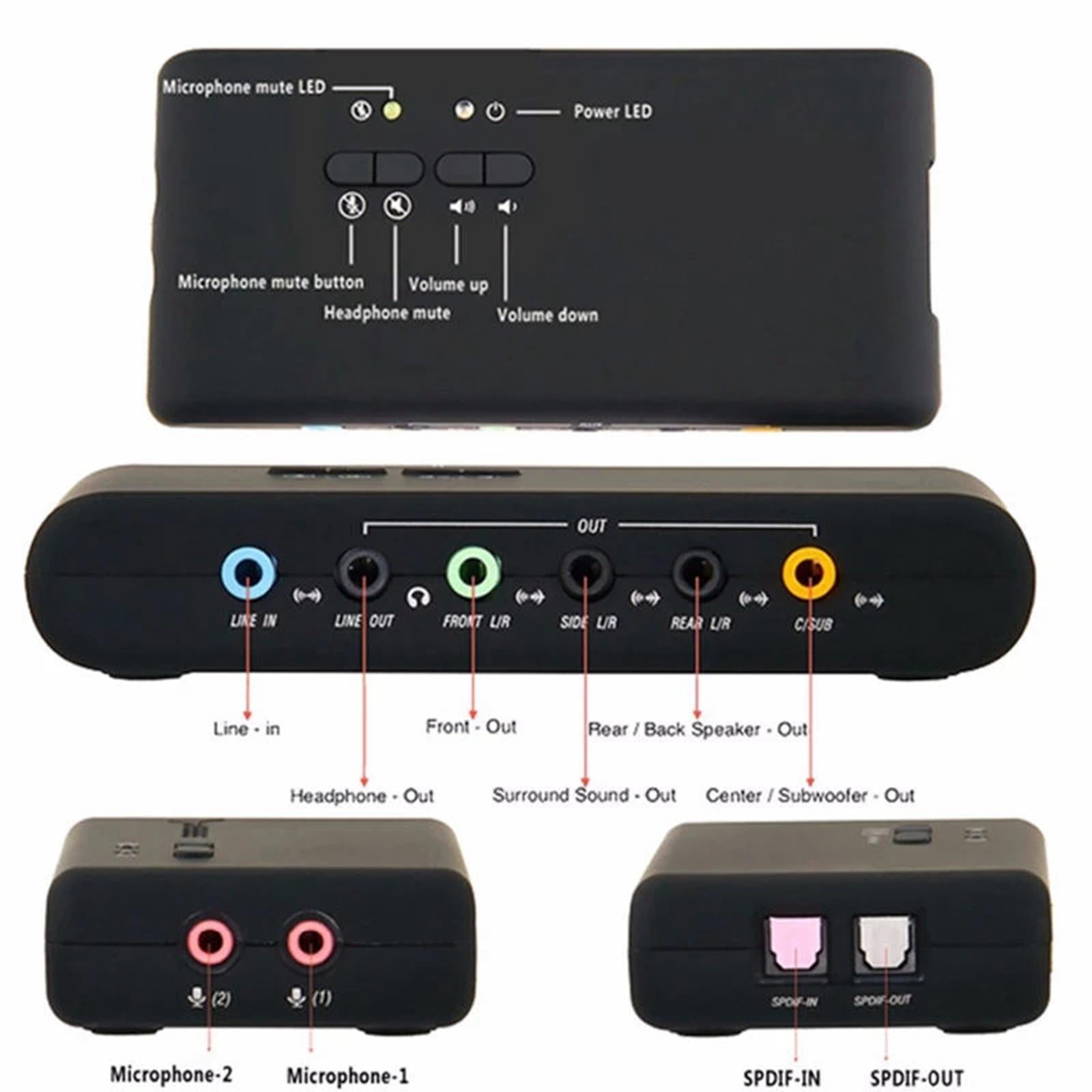 Usb2.0 Sound Card 7.1 Soundcard Cmi6206 Chipset With Spdif Usb Extension