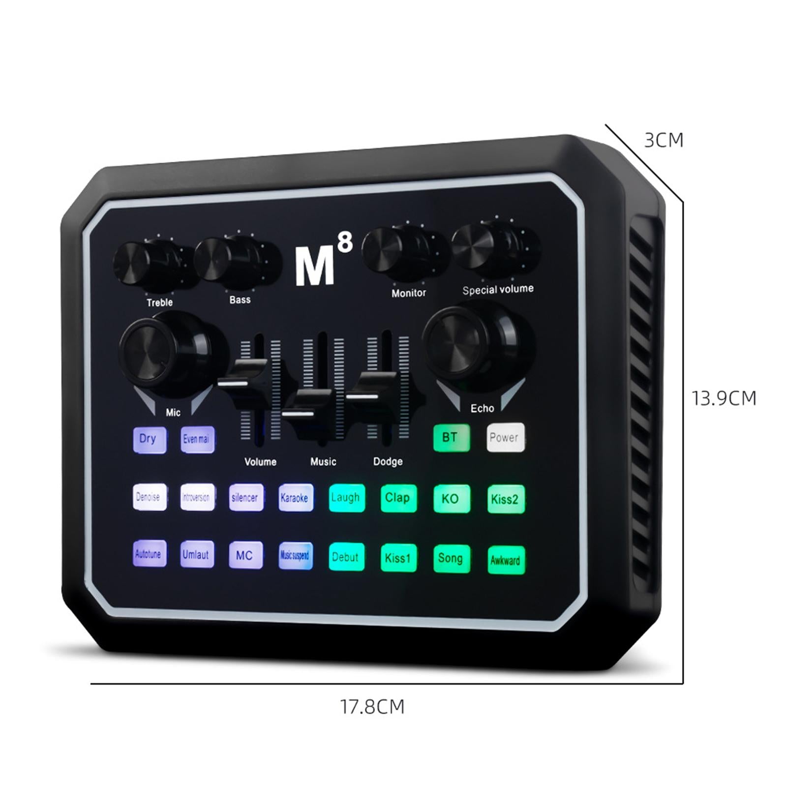 Sound Card Portable with 8 Sounds Effect Low Noise for Studio Chatting