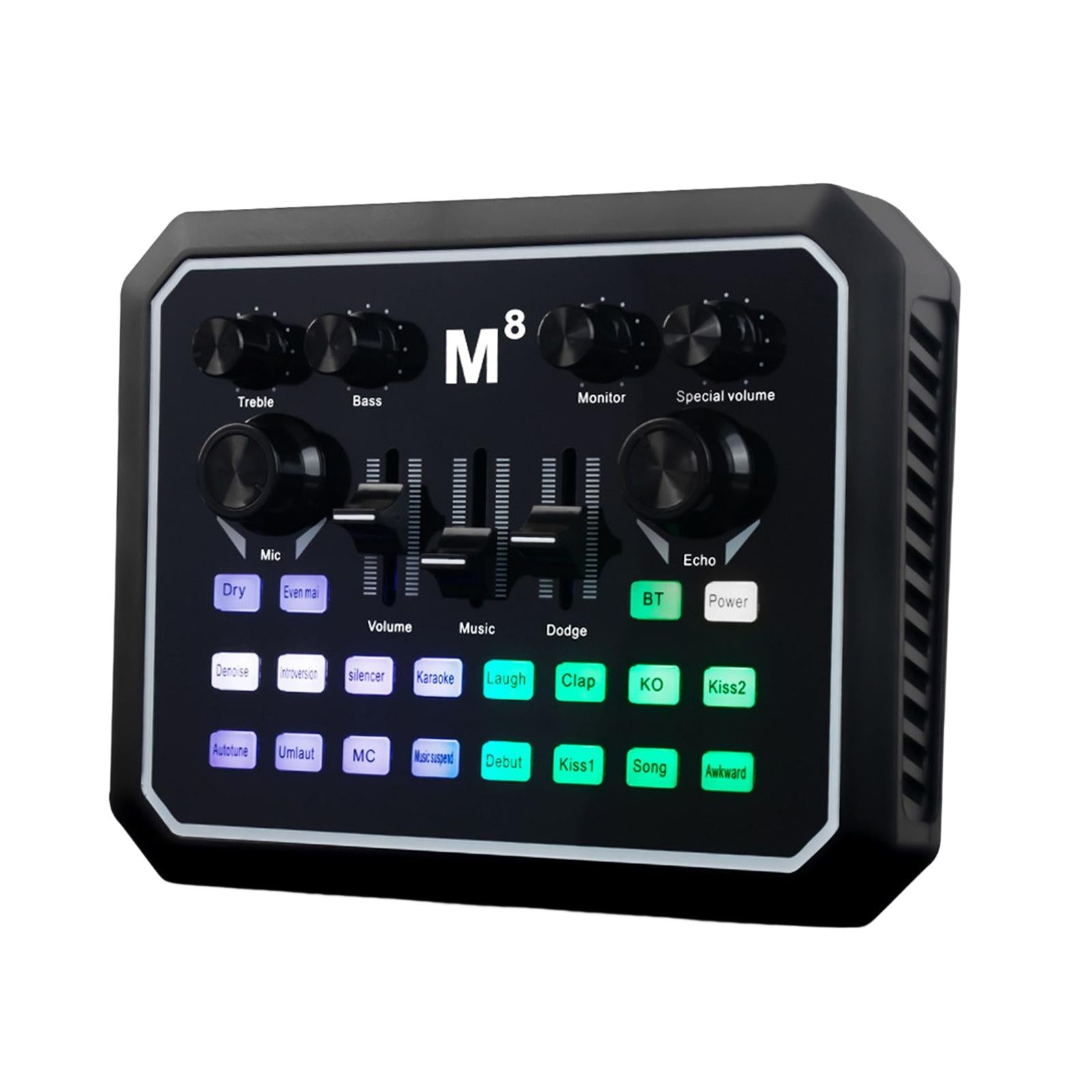 Sound Card Portable with 8 Sounds Effect Low Noise for Studio Chatting