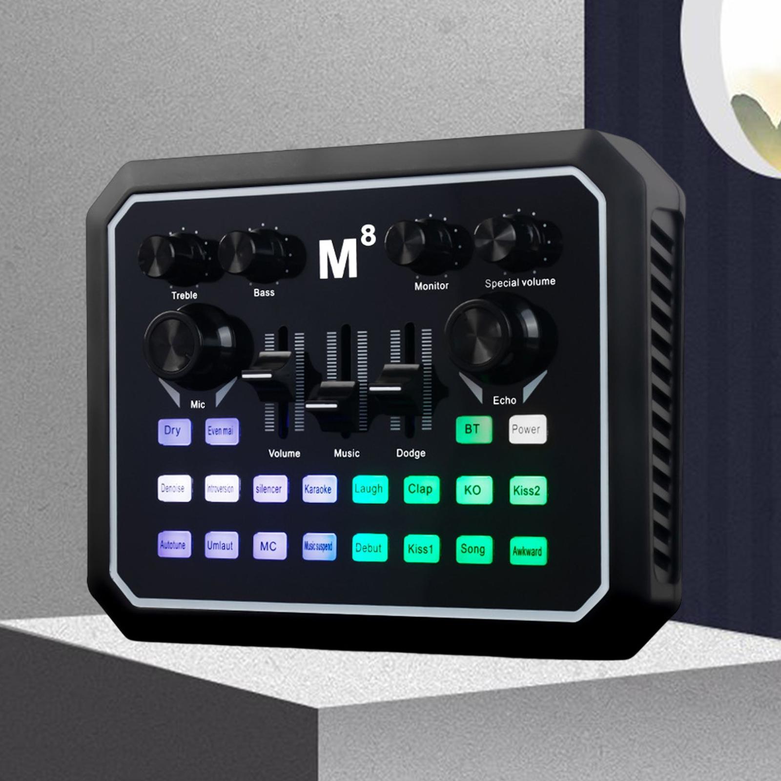 Sound Card Portable with 8 Sounds Effect Low Noise for Studio Chatting