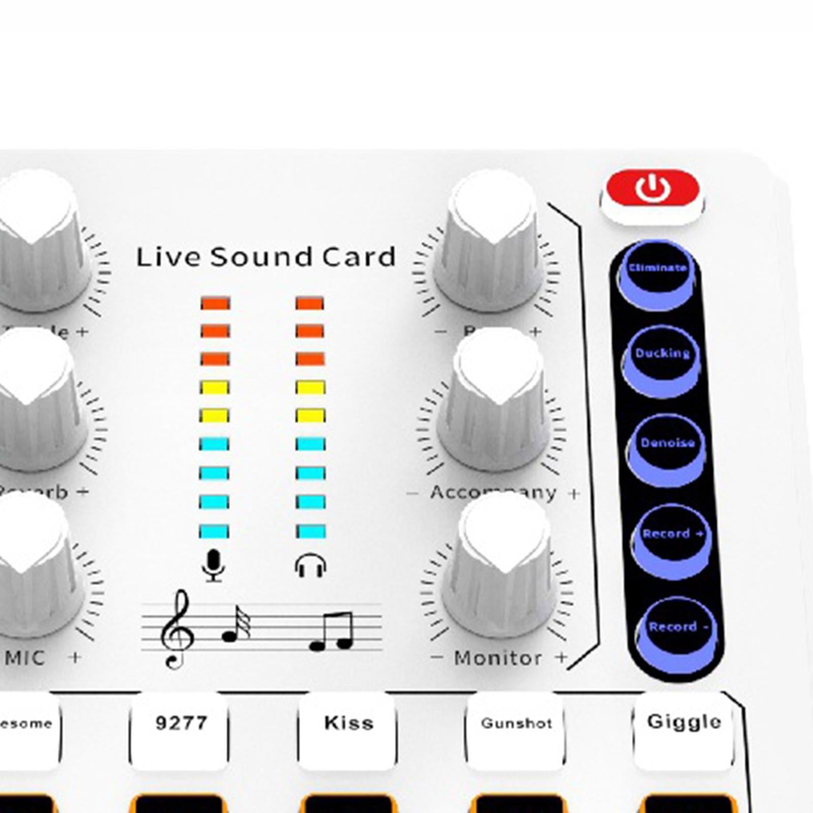 Professional sound Card 12 Sound Effects Low Noise for Karaoke Gaming Black