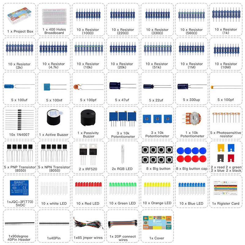 Electronic 400 Breadboard Resistor Capacitor Potentiometer for Raspberry Pi