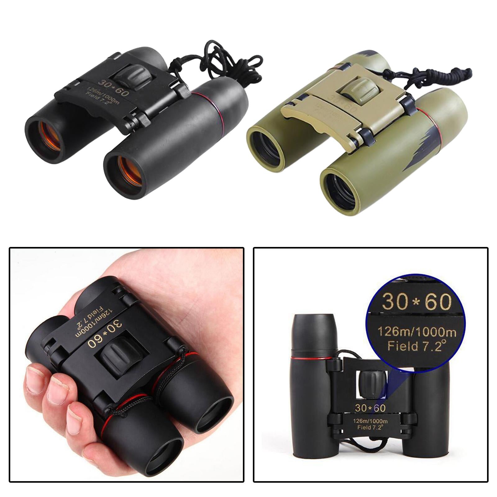 Mini 30 x 60 Zoom Night Vision Binoculars HD Telescope  Black