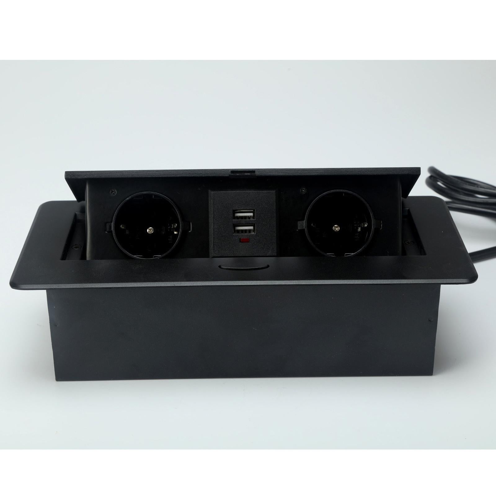 Recessed Table Socket Connection Box AC Power Electric Outlet Black