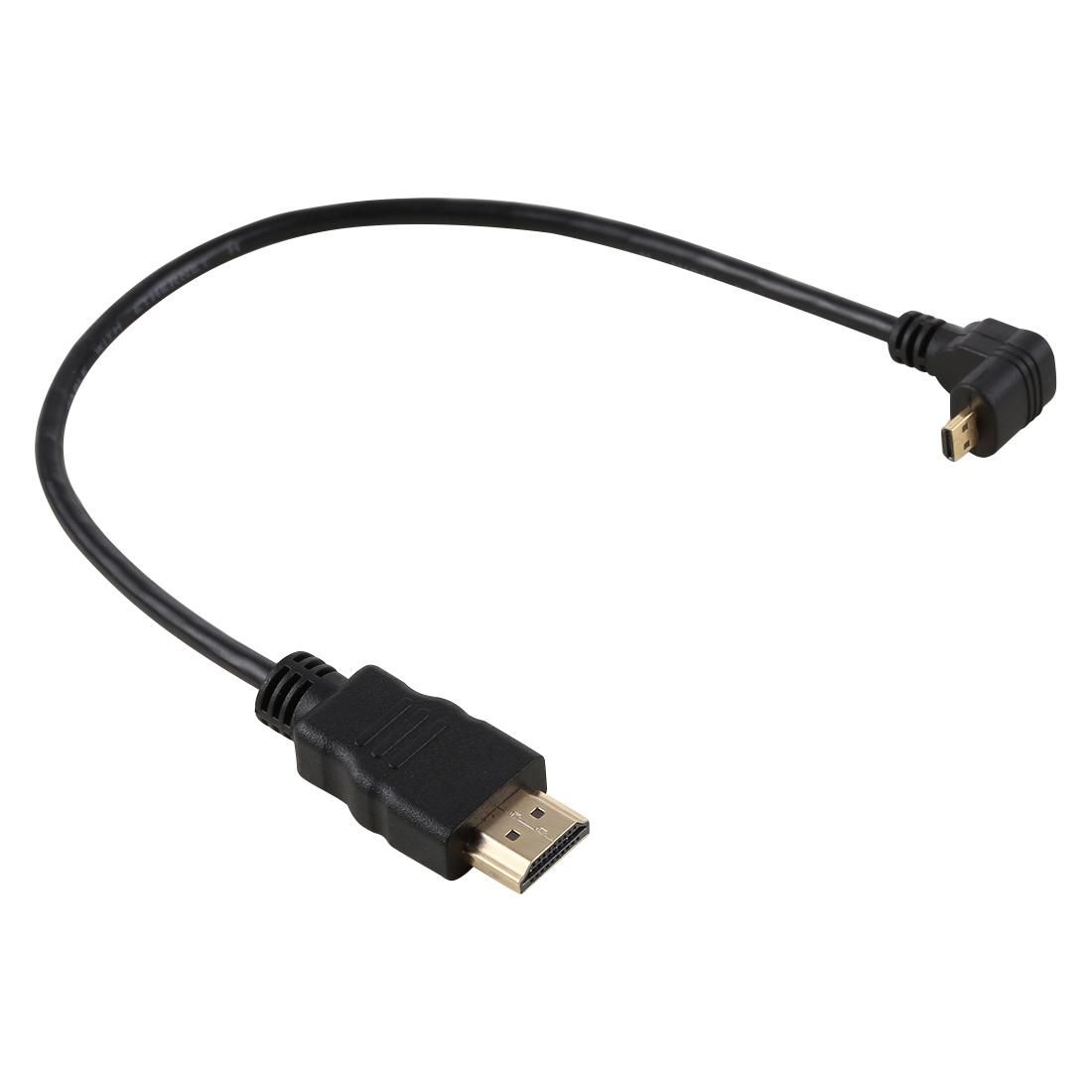 30cm 4K HDMI Male to Micro HDMI Positive Angled Male Gold-plated Connector Adapter Cable