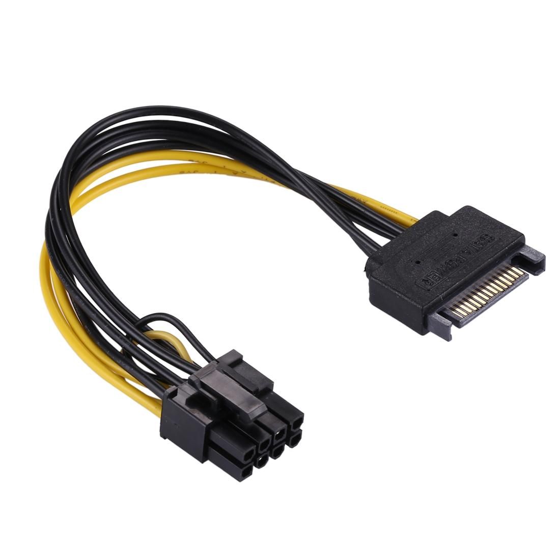 20cm 15 Pin Male SATA  to 8 Pin Power Supply Extension Cable