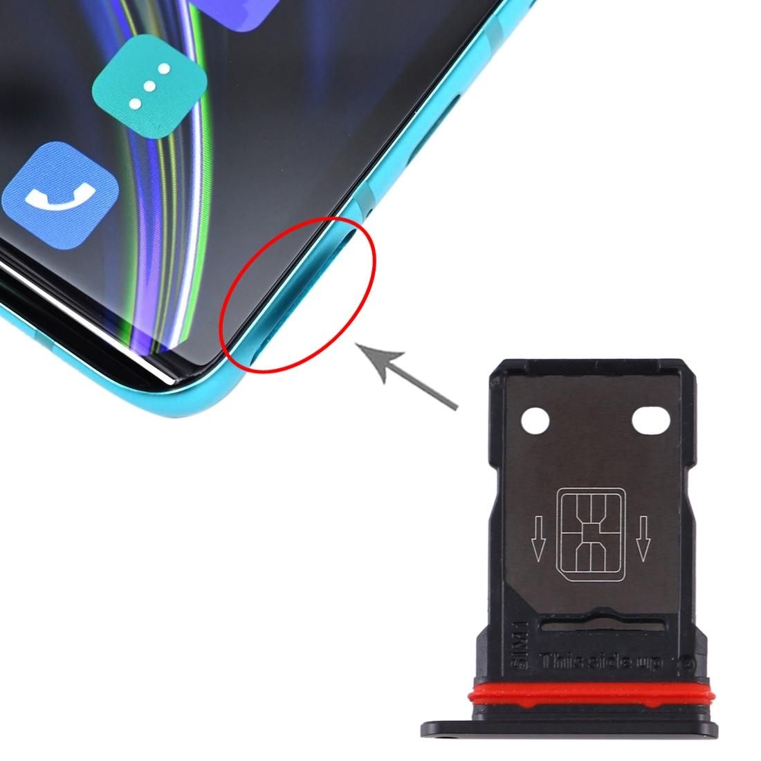 Original SIM Card Tray + SIM Card Tray for OnePlus 8 (Black)