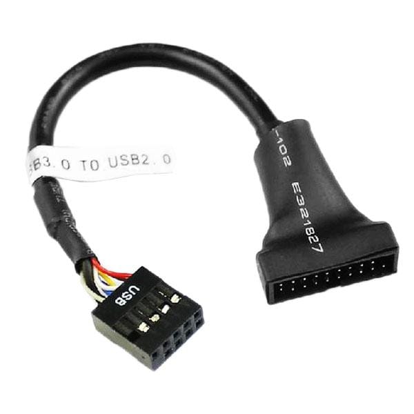 USB 2.0 9Pin Motherboard Female to USB 3.0 19Pin Housing Male Adapter Cable, Length: 15cm (Black)