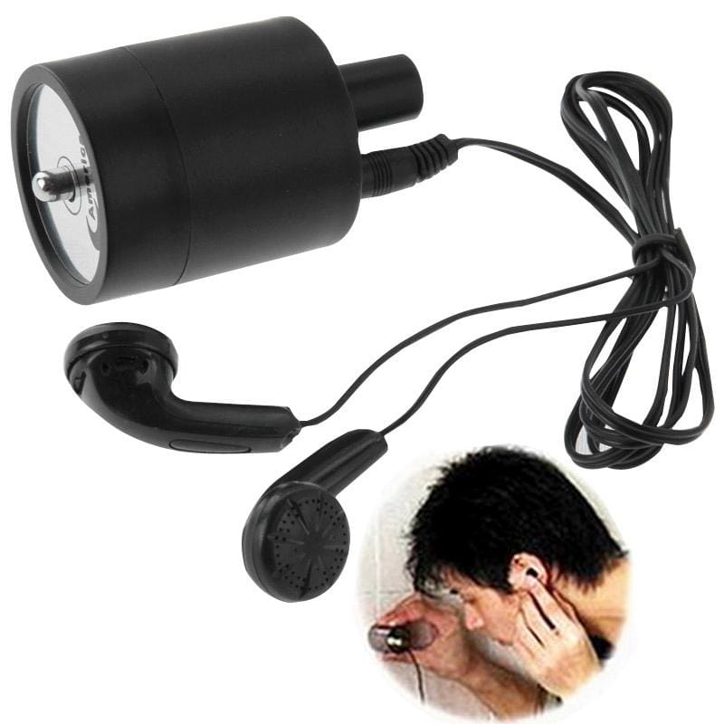 Powerful Audio Wiretap Listen Device Fold Ear Amplifier Wall Door Eavesdropping Surveillance with Earphone (Black)