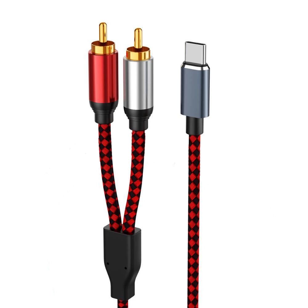 0.5m USB Type-C to 2 RCA Male Audio Cable for Mobile Phone Tablet Connection to Speaker/Amplifier - UNIQKART