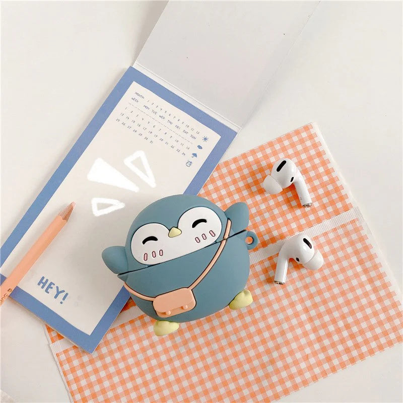 Uniqkart for Airpods 3 Silicone Case Backpack Penguin Bluetooth Earphones Protector Cover - Airpods 3