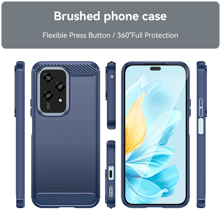 For Honor 200 Lite 5G Global Brushed Texture Carbon Fiber TPU Phone Case(Blue)