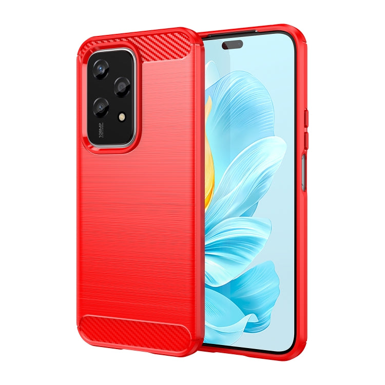 For Honor 200 Lite 5G Global Brushed Texture Carbon Fiber TPU Phone Case(Red)