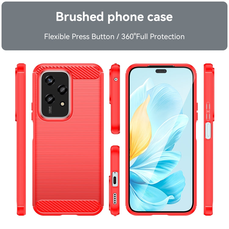 For Honor 200 Lite 5G Global Brushed Texture Carbon Fiber TPU Phone Case(Red)