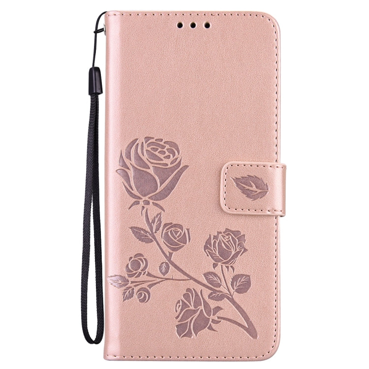 For Honor X6a Rose Embossed Flip PU Leather Phone Case(Rose Gold)