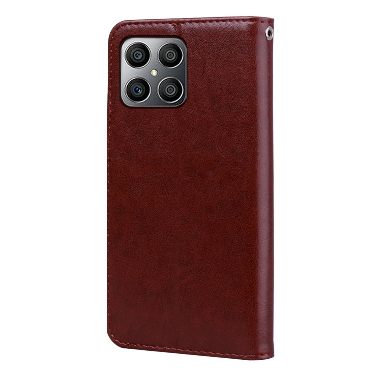 For Honor X8a Rose Embossed Flip PU Leather Phone Case(Brown)