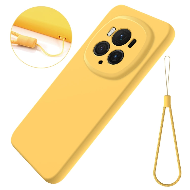 For Honor Magic6 Pro Pure Color Liquid Silicone Shockproof Phone Case(Yellow)