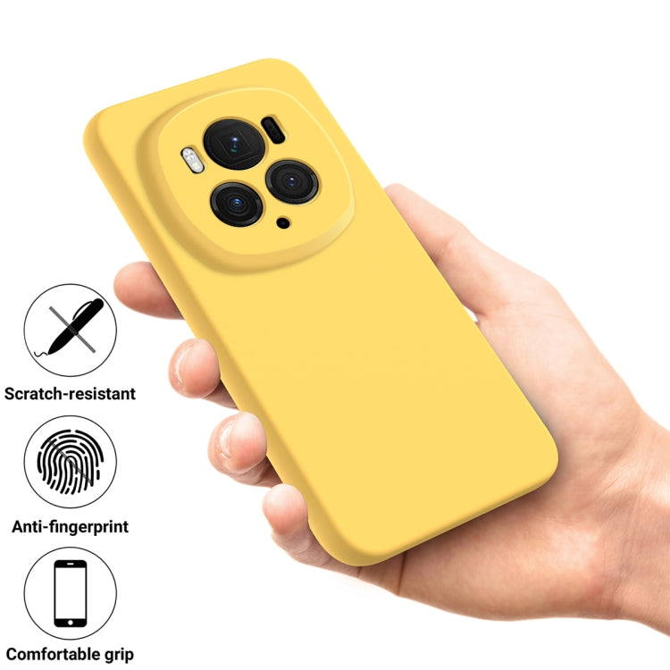 For Honor Magic6 Pro Pure Color Liquid Silicone Shockproof Phone Case(Yellow)