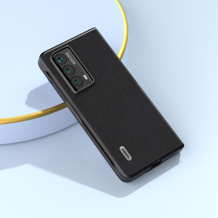 For Honor Magic Vs2 ABEEL Genuine Leather + PC Litchi Texture Phone Case(Black)