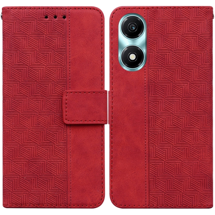 For Honor X5 Plus / Play 40C Geometric Embossed Leather Phone Case(Red)
